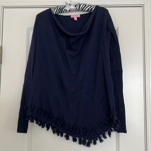 Lilly Pulitzer fringed cotton sweater size s